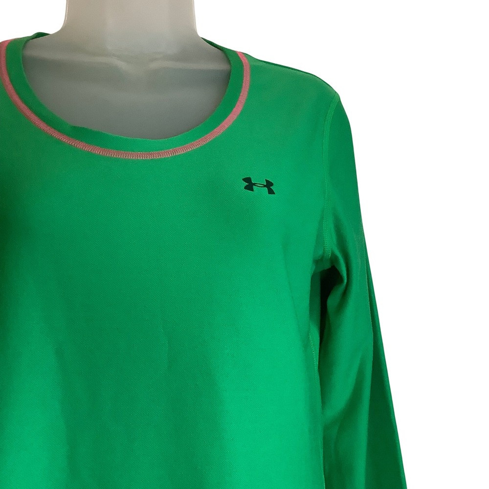 Under Armour Womens Green AllSeasonGear Fitted Long Sleeve Graphic Top Large